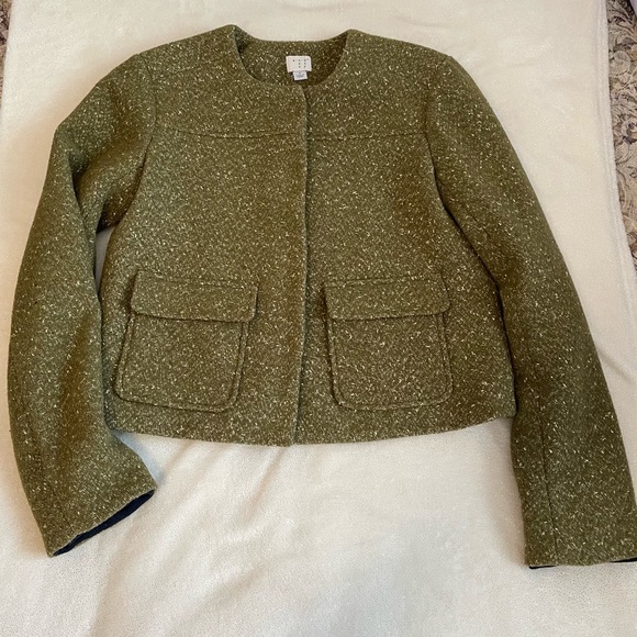 A New Day Green Metallic Wool Blend Lady Jacket ✨ - Picture 1 of 16
